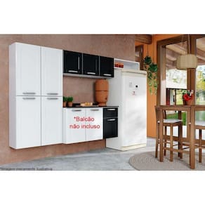 Kit De Cozinha Completa 3 Peças (1 Armário + 1 Paneleiro + 1 Complemento) Cpt100 Branco/preto