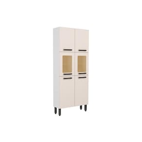 Paneleiro De Cozinha Origens 7039 6 Portas (2 Vidro) 80cm Branco/areia - Bertolini