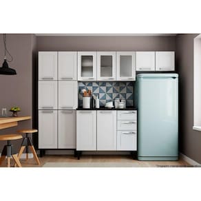 Cozinha Modulada Bertolini Múltipla 4 Peças (2 Armários + 1 Balcão + 1 Paneleiro) C4p73 Branco