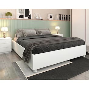 Cama De Casal De Mônaco Branco/Neve - Tcil Móveis