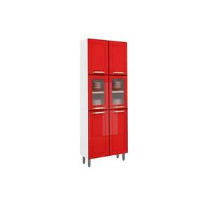 Paneleiro De Cozinha Modulado Colors 6037 6 Portas (2 C/ Vidro) Branco/vermelho - Bertolini
