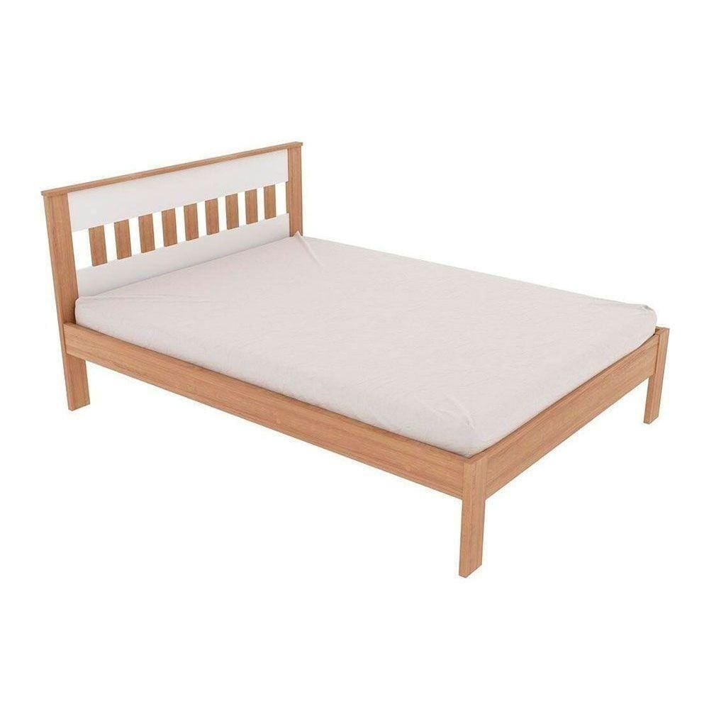 Cama De Casal Cm8007 Amêndoa/Branco - Tecno Mobili