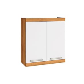 Armário Aéreo P/ Cozinha Burguesa C/ 2 Portas 80cm Freijó/branco - Nesher