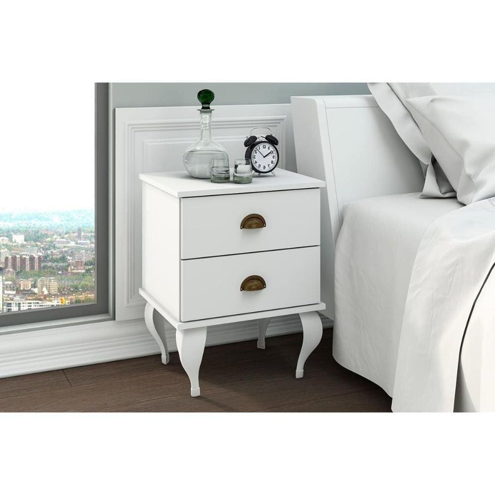 Mesa Cabeceira Cl 4001 C/ 2 Gavetas Branco - Movelbento