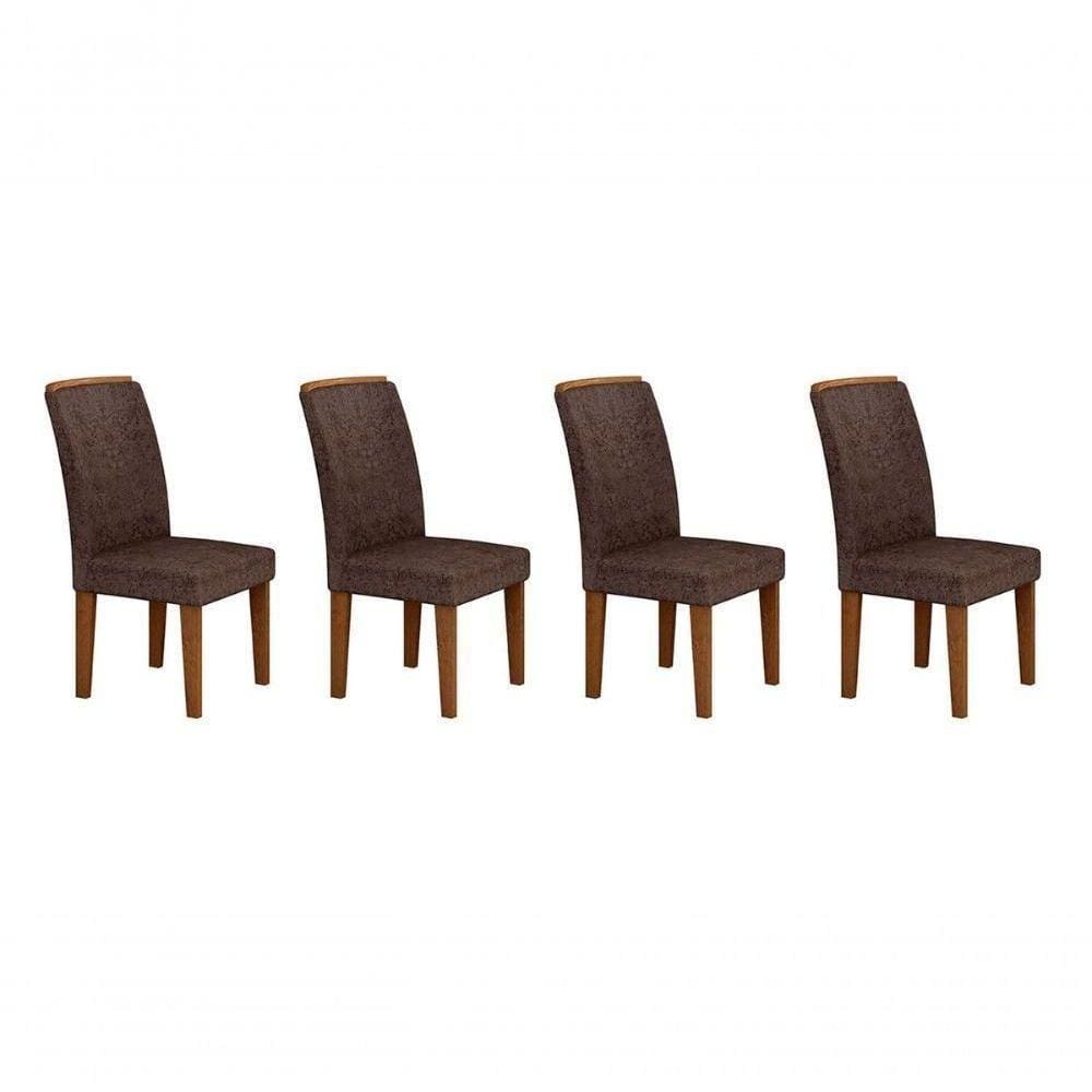 Cadeira Sala De Jantar Lunara Kit 4 Un Imbuia/linho Turim