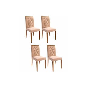 Cadeira Sala De Jantar Juliana Kit 4 Un Madeira/Suede Nude - Cimol