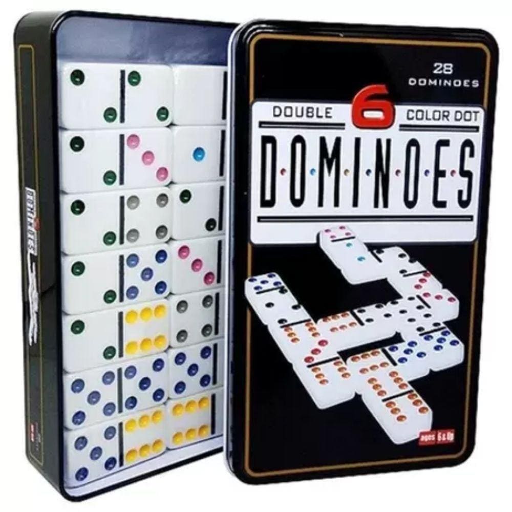 Jogo domino na lata colorido com 28 pecas rio master