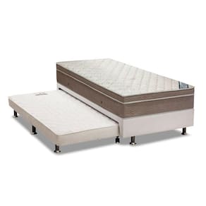 Cama Box C/Auxiliar Solteiro: Colchão Ortobom Superpocket Light + Base Crc Courano Branco(88X188)