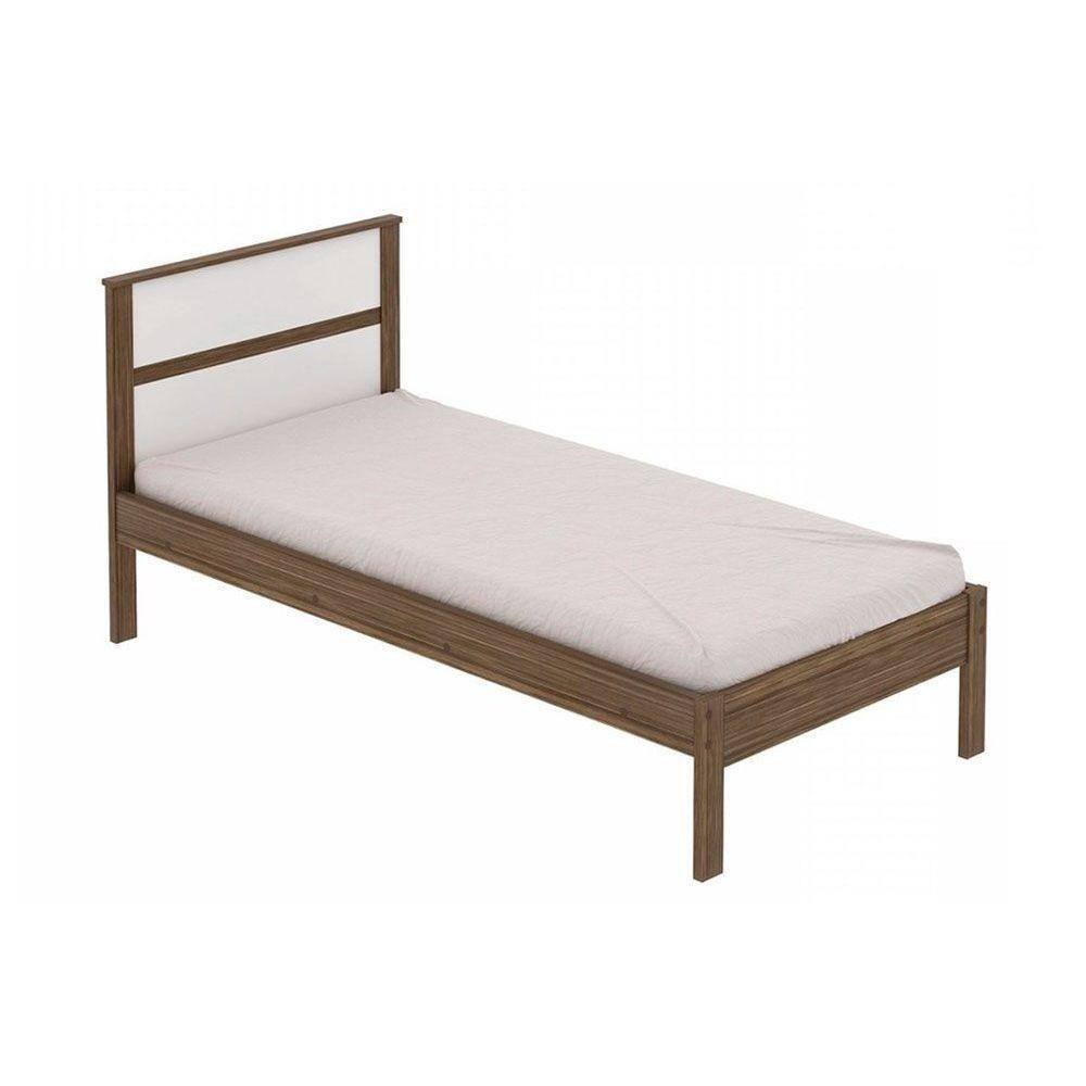 Cama Solteiro Cm8004 Nogal/Branco - Tecno Mobili