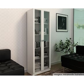 Armário De Escritório Me4115 C/ 2 Portas C/ Vidro Branco - Tecno Mobili