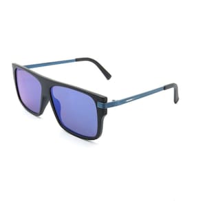 Óculos Solar WAVES Preto e Azul com Lente Espelhada - LIBERDAD
