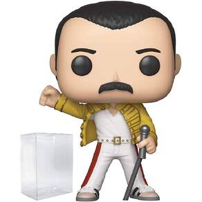 Funko Rocks: Queen - Freddie Mercury Wembley 1986 Pop! Figura de vinil (inclui caixa protetora de caixa pop compatível)