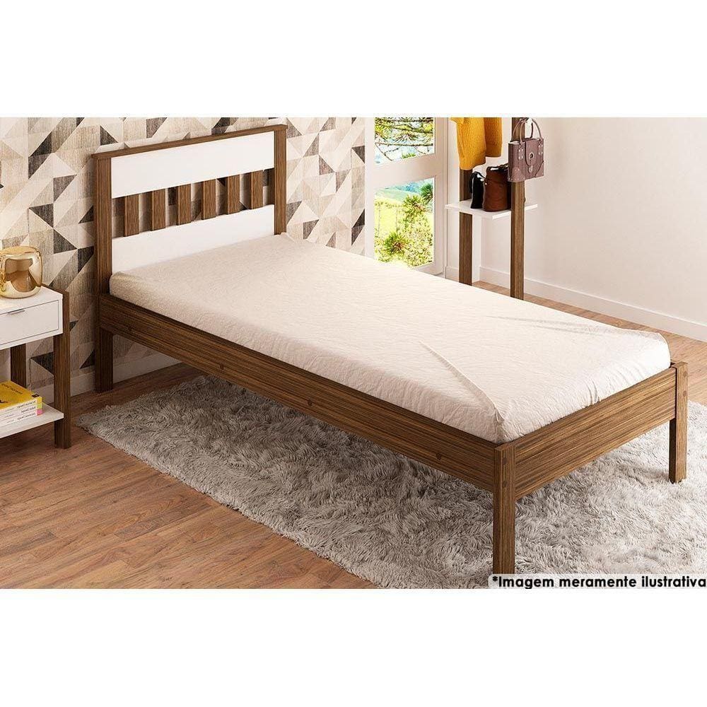 Cama Solteiro Cm8006 Nogal/Branco - Tecno Mobili
