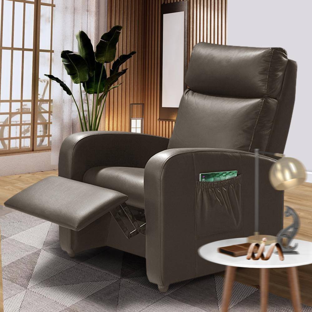 Poltrona Confortável Reclinável Corino Café Flavia Shop JM - Marrom
