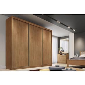 Guarda Roupa Casal 3 Portas De Correr E 4 Gavetas Arezzo Plus Freijo Cumaru - Novo Horizonte