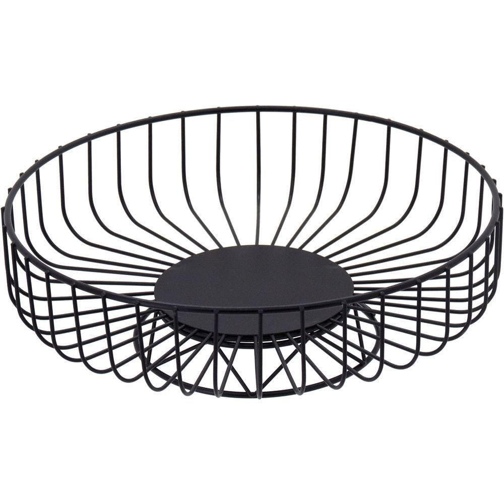 Fruteira 8X25X25Cm Metal Preto Com Pé