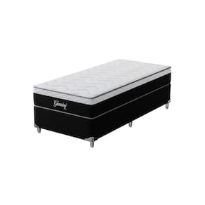 Cama Box Solteirão Gemini 96x203x68cm Molas Ensacadas Montreal Preto/Branco