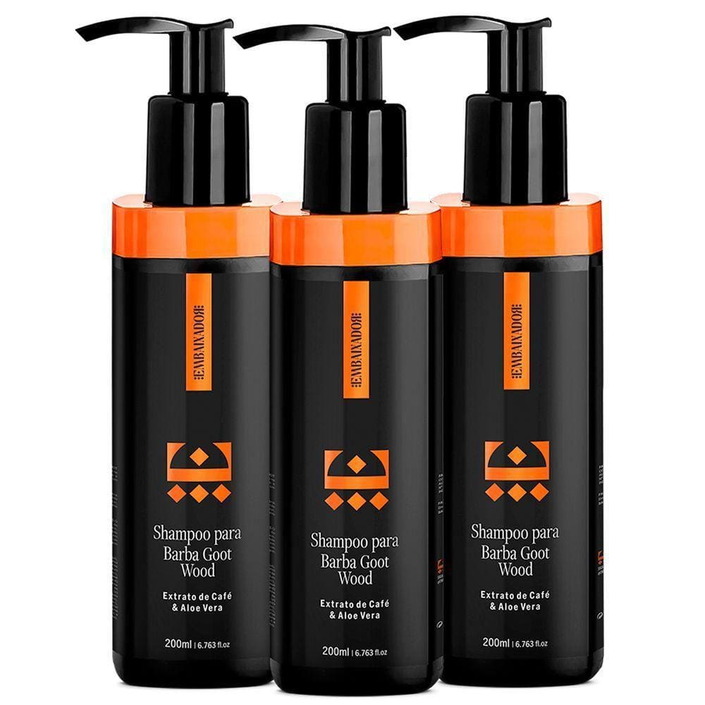Kit 03 Shampoo Para Barba Goot Wood Embaixador 200Ml