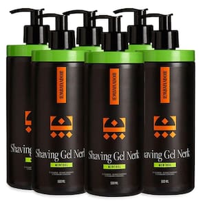 Kit 6 Shaving Gel De Barbear Nerk Menthol Embaixador 500Ml