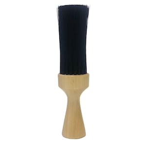 Espanador Pincel Redondo Madeira Cabeleireiro Barbeiro Profissional Preto