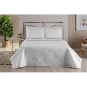 Colcha Cobre Leito Casal 3 pç Dubai Liso Matelado Branco