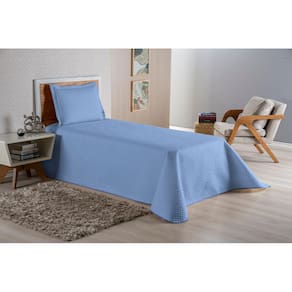 Colcha Cobre Leito Solteiro 2 pç Dubai Liso Matelado Azul