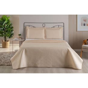 Kit Colcha Cobre Leito Cama Casal Queen 3 Peças Dubai Liso Matelada