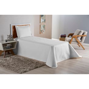 Colcha Cobre Leito Solteiro 2 pç Dubai Liso Matelado Branco