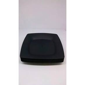 Kit C/100 Prato Quadrado Plastico Refeições Lanches Preto