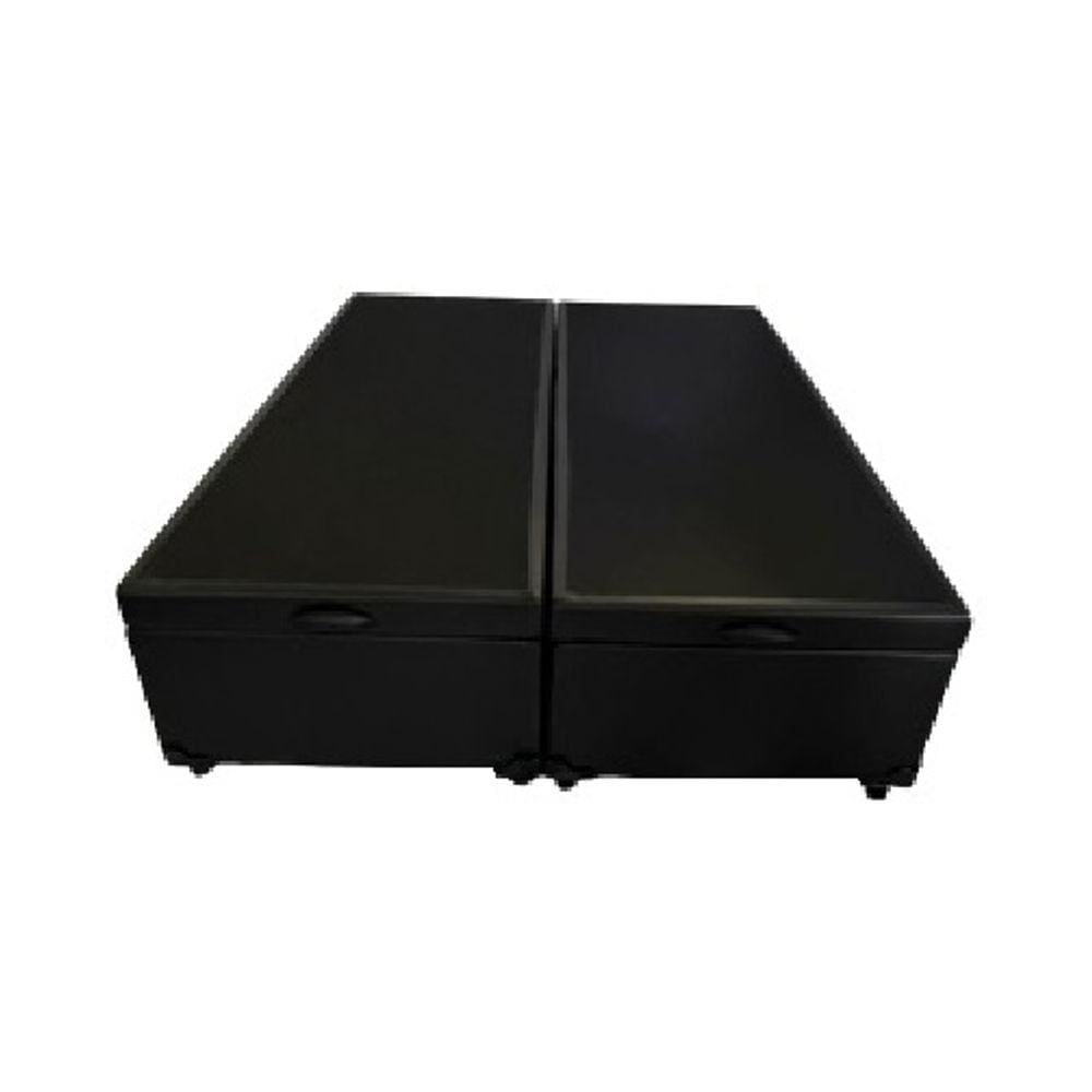Cama Box Baú King Bipartido Linhão Preto Com Pistão A Gás