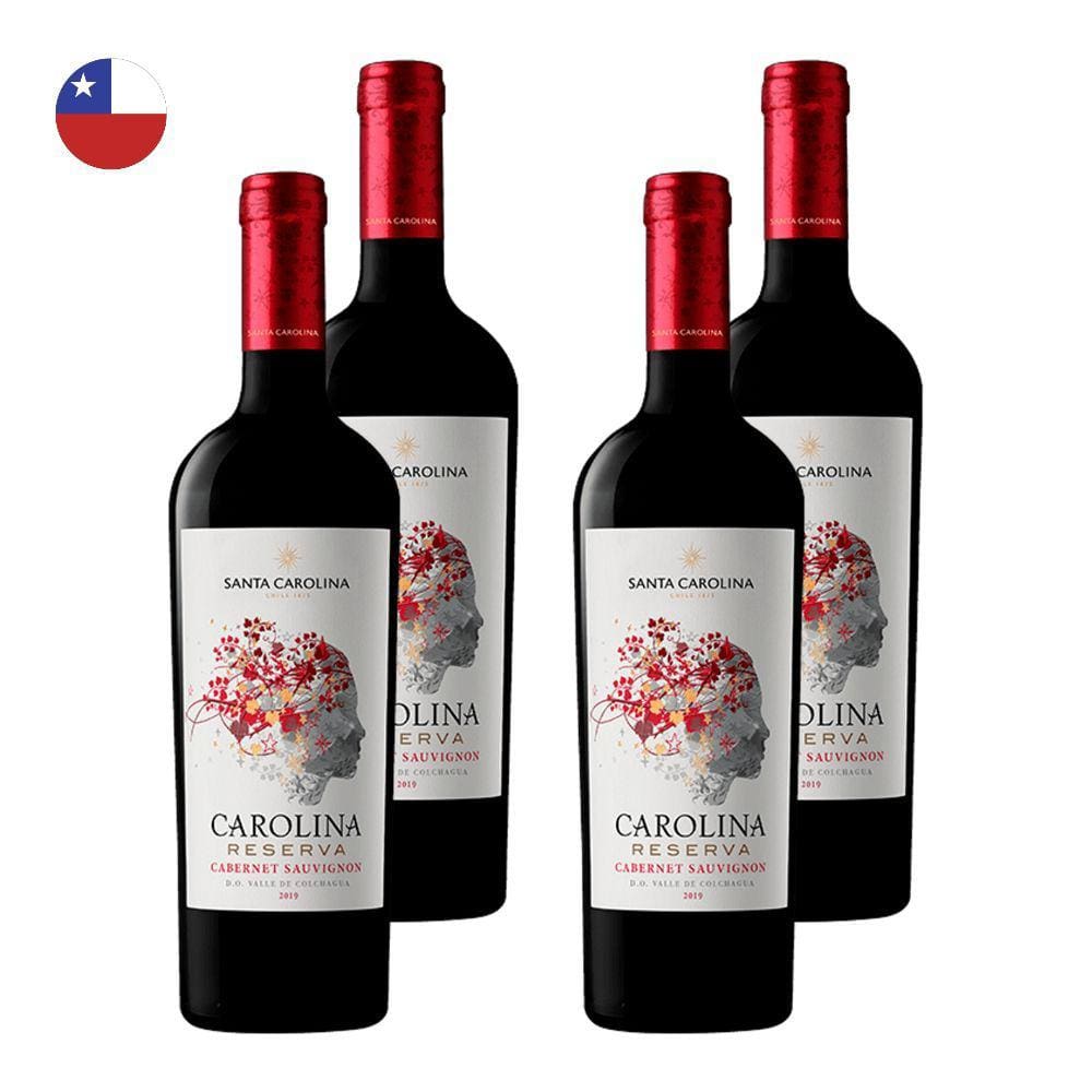 Kit 4 Vinhos Santa Carolina Reserva Cabernet Sauvignon Tinto Chile 750ml