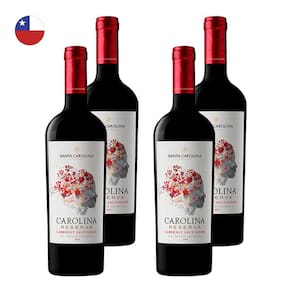 Kit 4 Vinhos Santa Carolina Reserva Cabernet Sauvignon Tinto Chile 750ml