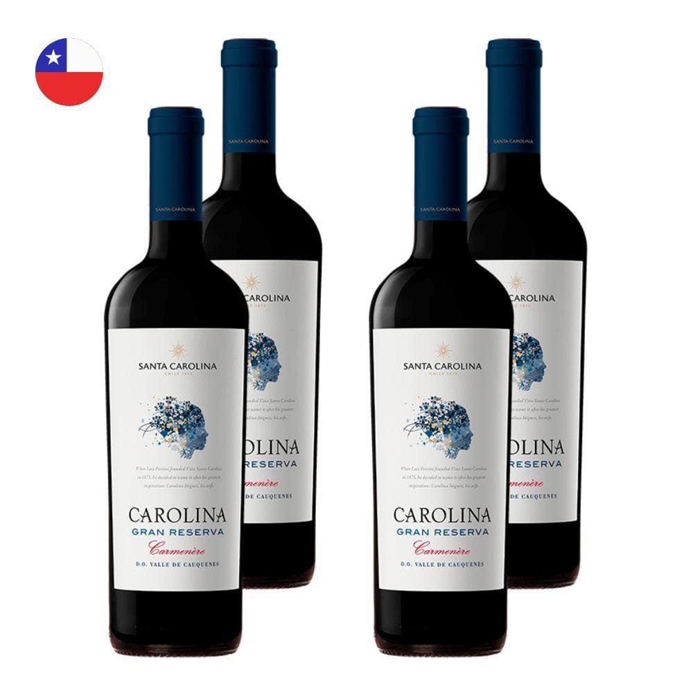 Kit 4 Vinhos Santa Carolina Gran Reserva Carmenére Tinto Chile 750ml