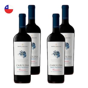 Kit 4 Vinhos Santa Carolina Gran Reserva Carmenére Tinto Chile 750ml