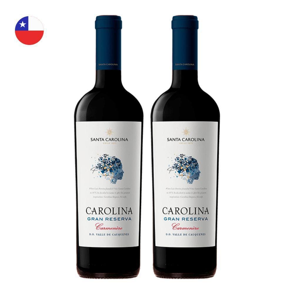 Kit 2 Vinhos Santa Carolina Gran Reserva Carmenére Tinto Chile 750ml