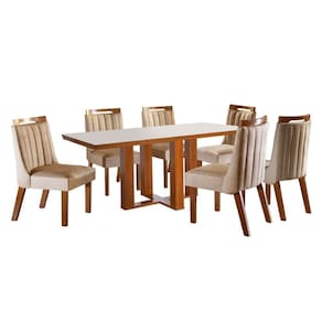 Conjunto de Mesa 6 Cadeiras Tampo MDF e Vidro Nell Móveis