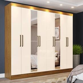Guarda Roupa Casal 08 Portas 04 Gavetas com Espelho Ibiza Casa 812