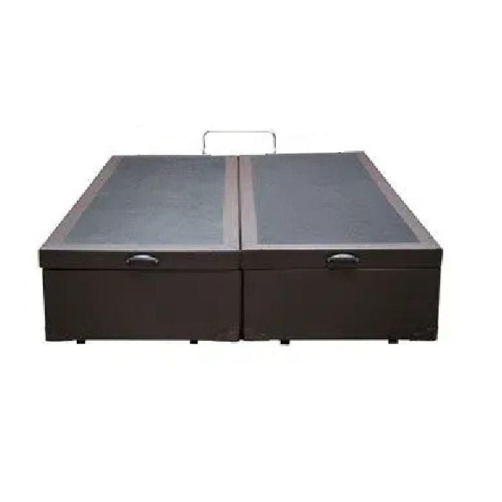 Cama Box Baú Queen Bipartido Linhão Marrom Com Pistão A Gás