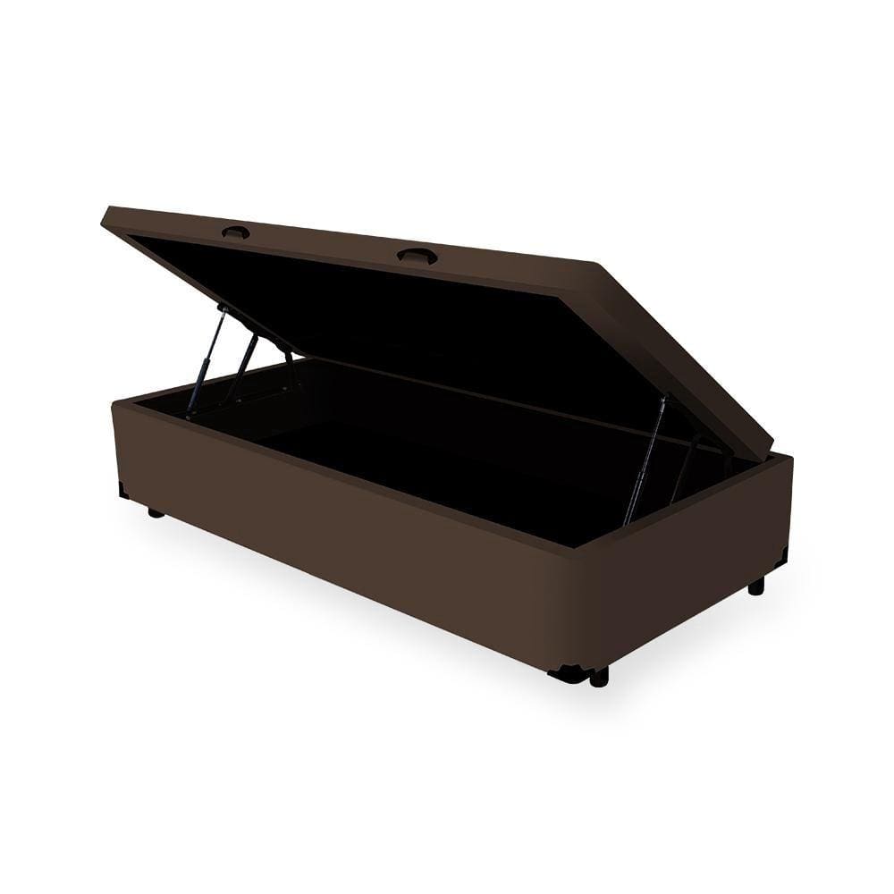 Cama Box Baú Solteirao King Suede Marrom com 203x96x44cm