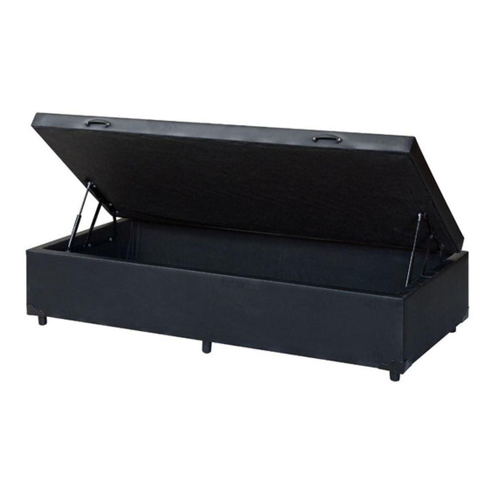 Cama Box Baú Solteirao King Sintético Preto com 203x96x44cm