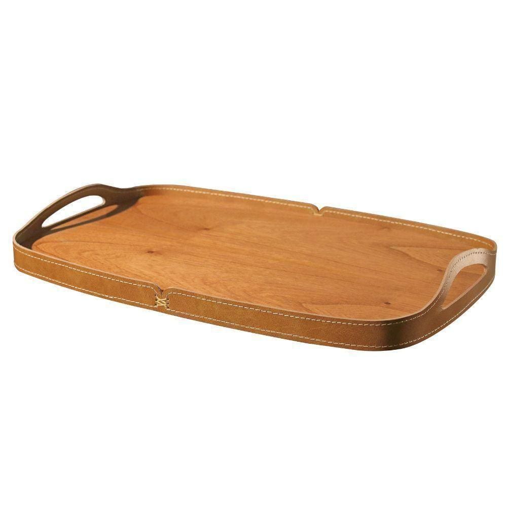 Bandeja Vale Decorativa Castanho Couro Marrom