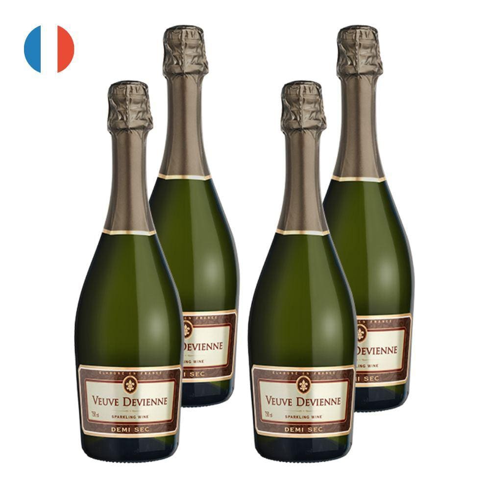 Kit 4 Espumantes Veuve Devienne Demi Sec Branco França 750ml