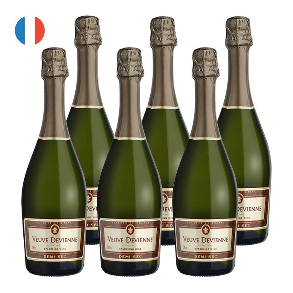 Kit 6 Espumantes Veuve Devienne Demi Sec Branco França 750ml
