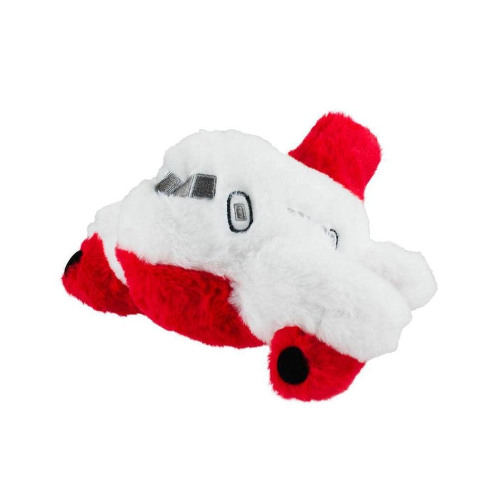 Avião Branco Vermelho 28Cm - Pelúcia