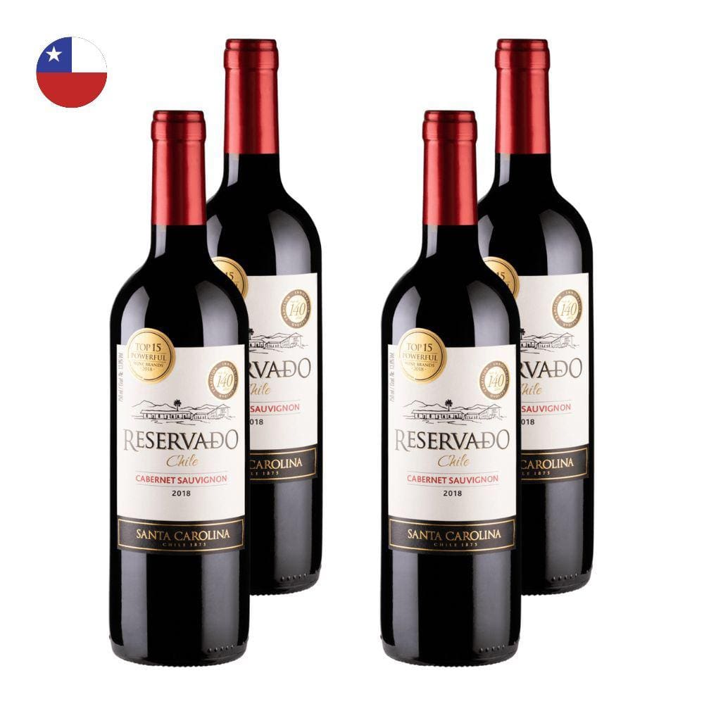 Kit 4 Vinhos Santa Carolina Reservado Cabernet Sauvignon Tinto Chile 750ml