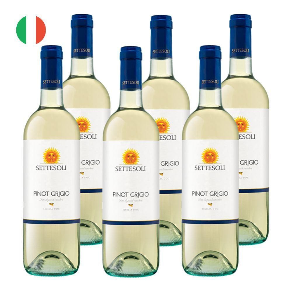 Kit 6 Vinhos Settesoli Pinot Grigio Branco Itália 750ml