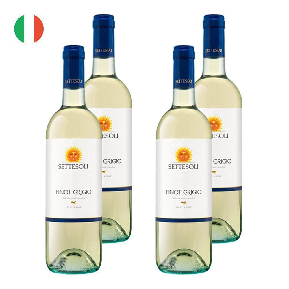 Kit 4 Vinhos Settesoli Pinot Grigio Branco Itália 750ml