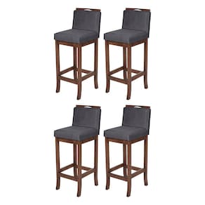 Kit 4 Banquetas Alta para Cozinha Americana Turim Madeira Capuccino Suede Cinza CCS