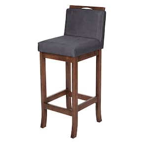Banqueta Alta para Bancada Gourmet Turim Madeira Capuccino Suede Cinza CCS