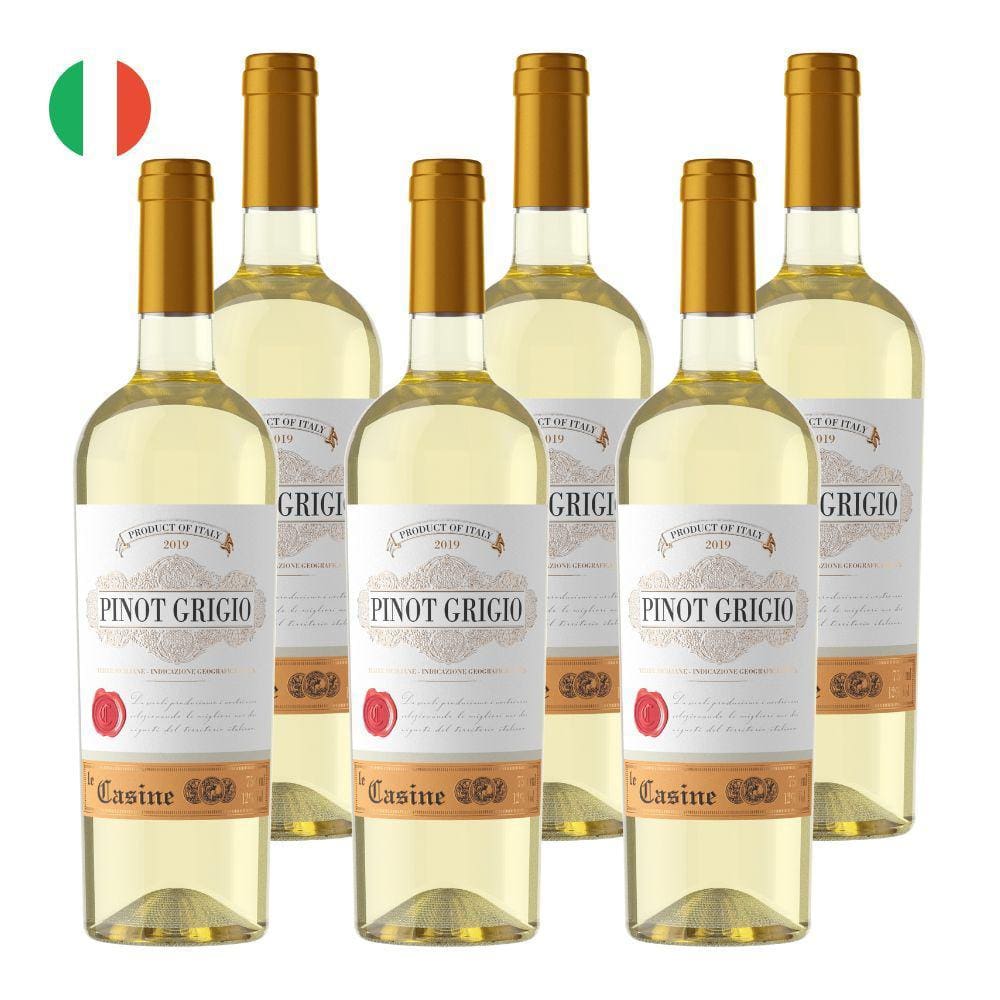Kit 6 Vinhos Le Casine Pinot Grigio Branco Itália 750ml